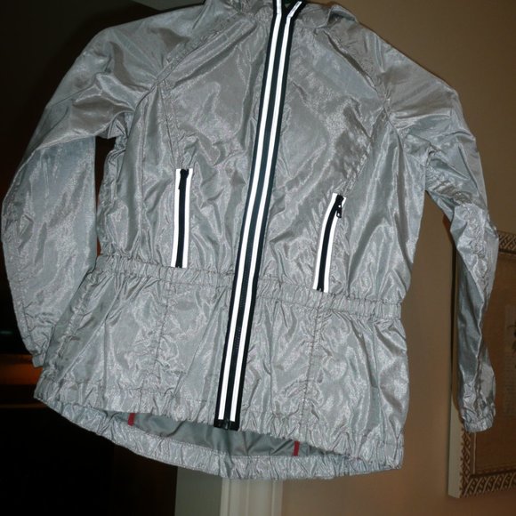 Milly Minis Girl Size 6 Silver Reflective Anorak Wind Breaker Jacket